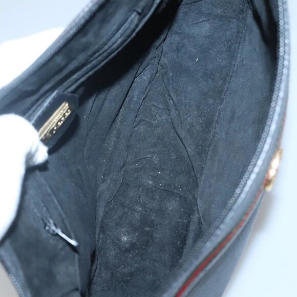GUCCI Web Sherry Line Shoulder Bag Leather Black - Picture 13 of 16